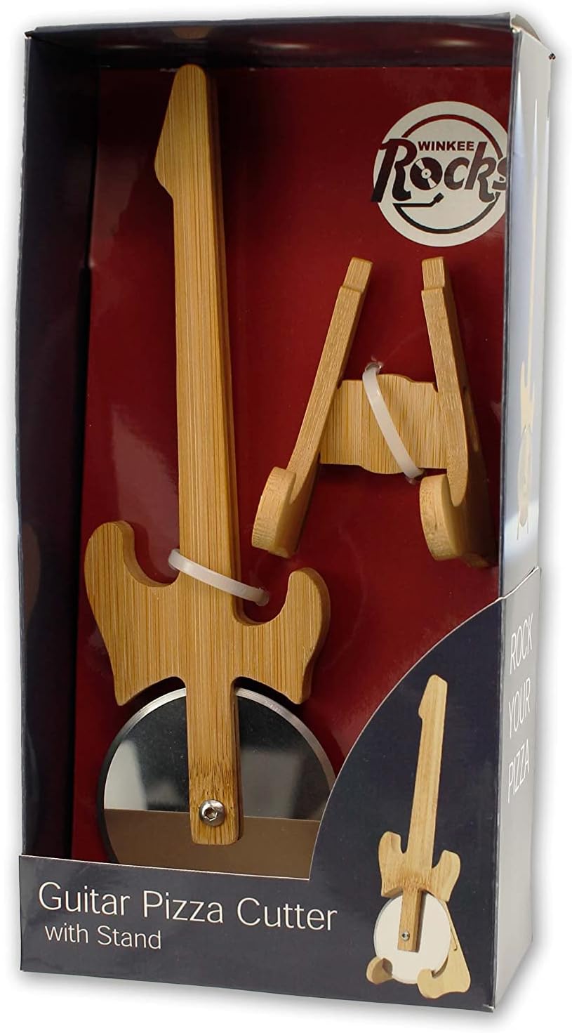 Winkee - Pizza Cutter - Guitar Pizza Cutter With Stand