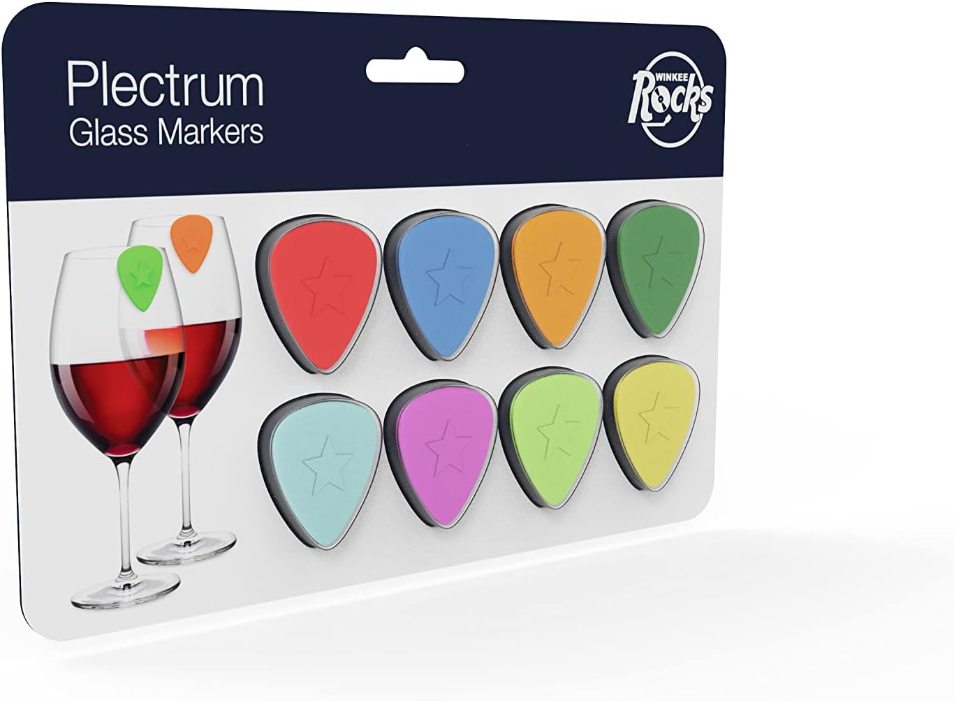 Winkee - Drinks Markers - Plectrum Glass Markers - Set Of 8