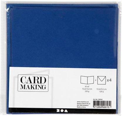 4 biglietti e buste blu scuro da 15,2 x 15,2 cm, per realizzare biglietti e biglietti