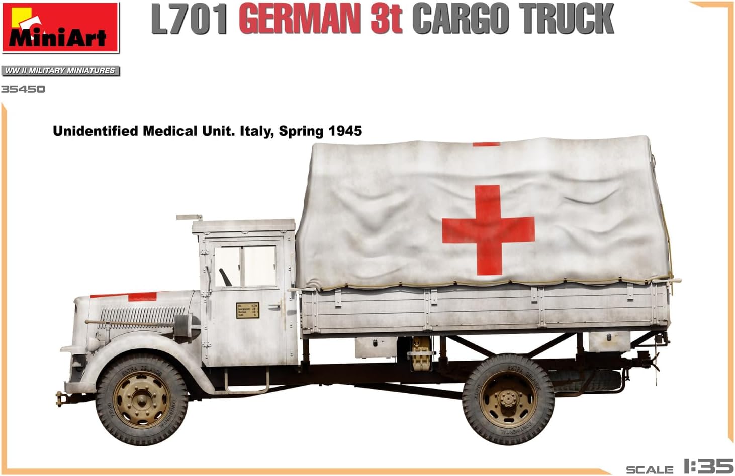 MiniArt 35450 1:35 L701 Dt. 3t Cargo Truck – riproduzione fedele all'originale, modellismo, kit di costruzione in plastica, fai da te, hobby, incollaggio, modellismo, assemblaggio, non verniciato