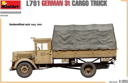 MiniArt 35450 1:35 L701 Dt. 3t Cargo Truck – riproduzione fedele all'originale, modellismo, kit di costruzione in plastica, fai da te, hobby, incollaggio, modellismo, assemblaggio, non verniciato