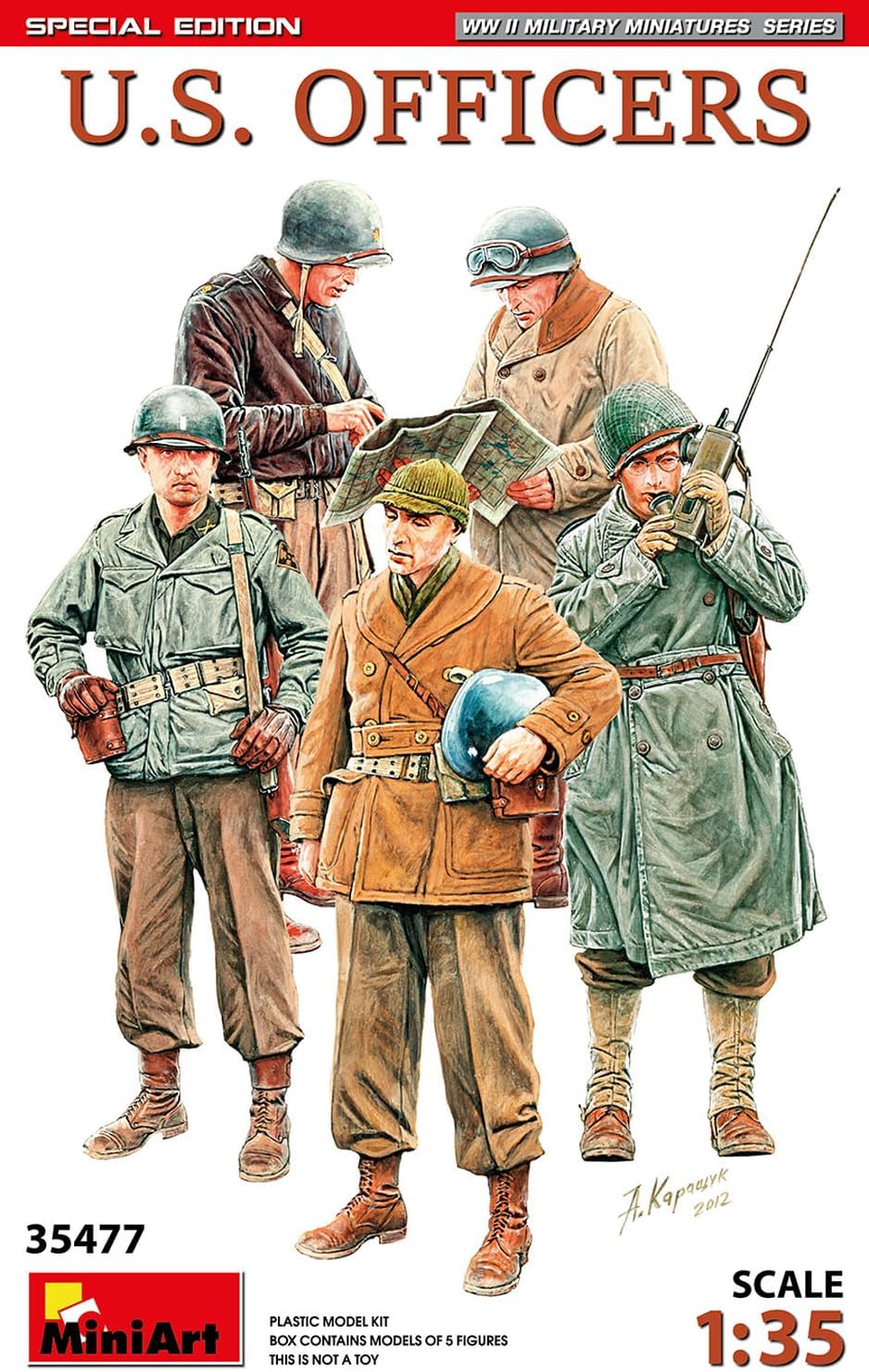Miniart MA35477 1/35 American Officer Special Edition - Set di 5 statuette in plastica