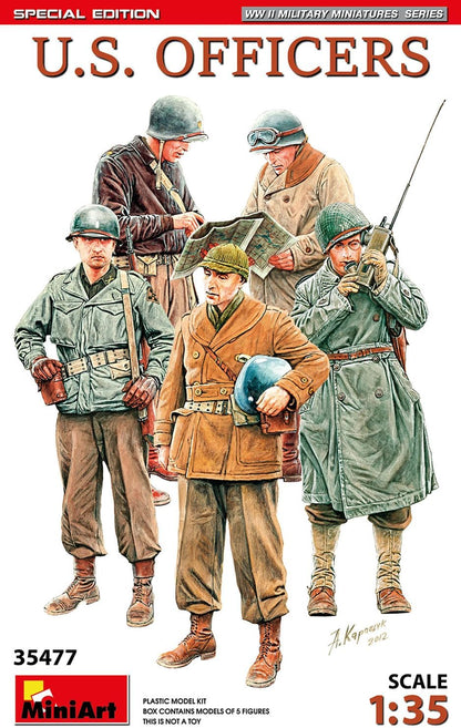 Miniart MA35477 1/35 American Officer Special Edition - Set di 5 statuette in plastica