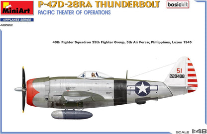 MiniArt 48022 1:48 P-47D-28RA Thunderbolt Basic Kit – riproduzione fedele del modellismo, kit di costruzione in plastica, fai da te, hobby, incollaggio, modellismo, assemblaggio, non verniciato