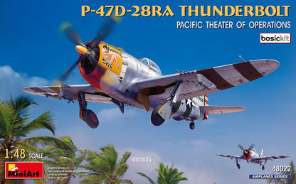 MiniArt 48022 1:48 P-47D-28RA Thunderbolt Basic Kit – riproduzione fedele del modellismo, kit di costruzione in plastica, fai da te, hobby, incollaggio, modellismo, assemblaggio, non verniciato