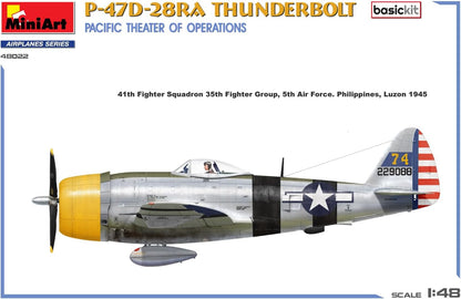 MiniArt 48022 1:48 P-47D-28RA Thunderbolt Basic Kit – riproduzione fedele del modellismo, kit di costruzione in plastica, fai da te, hobby, incollaggio, modellismo, assemblaggio, non verniciato