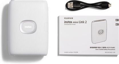 instax Fujifilm mini Link 2 Smartphoneprinter Bundel, Clay White