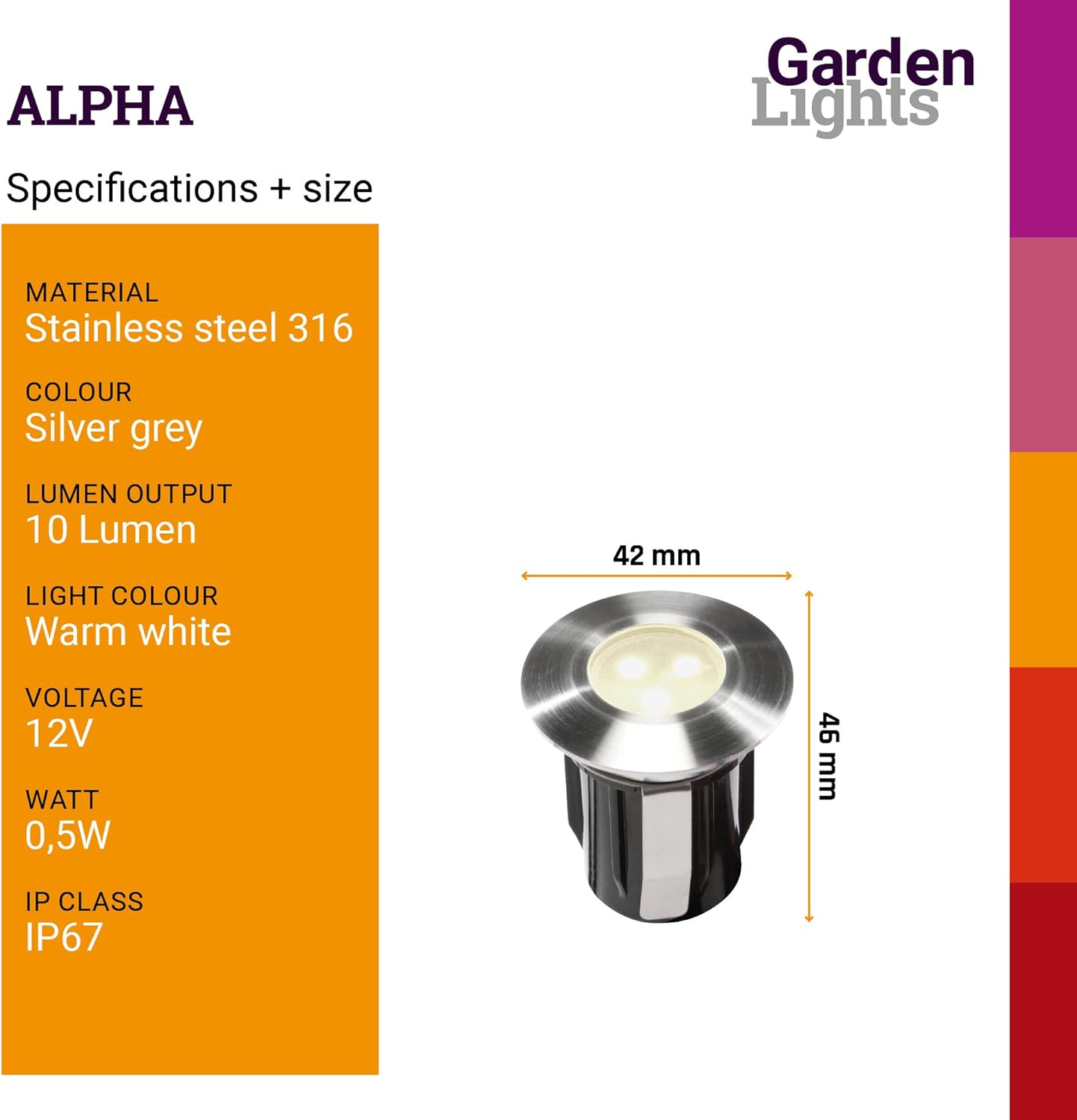Garden Lights: Alpha Grondspot Warm White 12 Volt - Zilvergrijs - [Dutch Import]