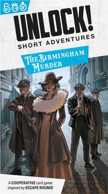 Space Cowboys Unlock! Short Adventures 9: The Birmingham Murder - Immersive Escape Room Card Game for Kids and Adults, Ages 10+, 1-6 Players, 45 Minute Playtime, Made