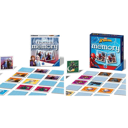 Ravensburger Disney Frozen 2 Mini Memory Matching Picture Snap Pairs Game For Kids Age 3 Years and Up & Marvel Spiderman Mini Memory Game - Matching Picture Snap Pairs Game For Kids Age 3 Years and Up