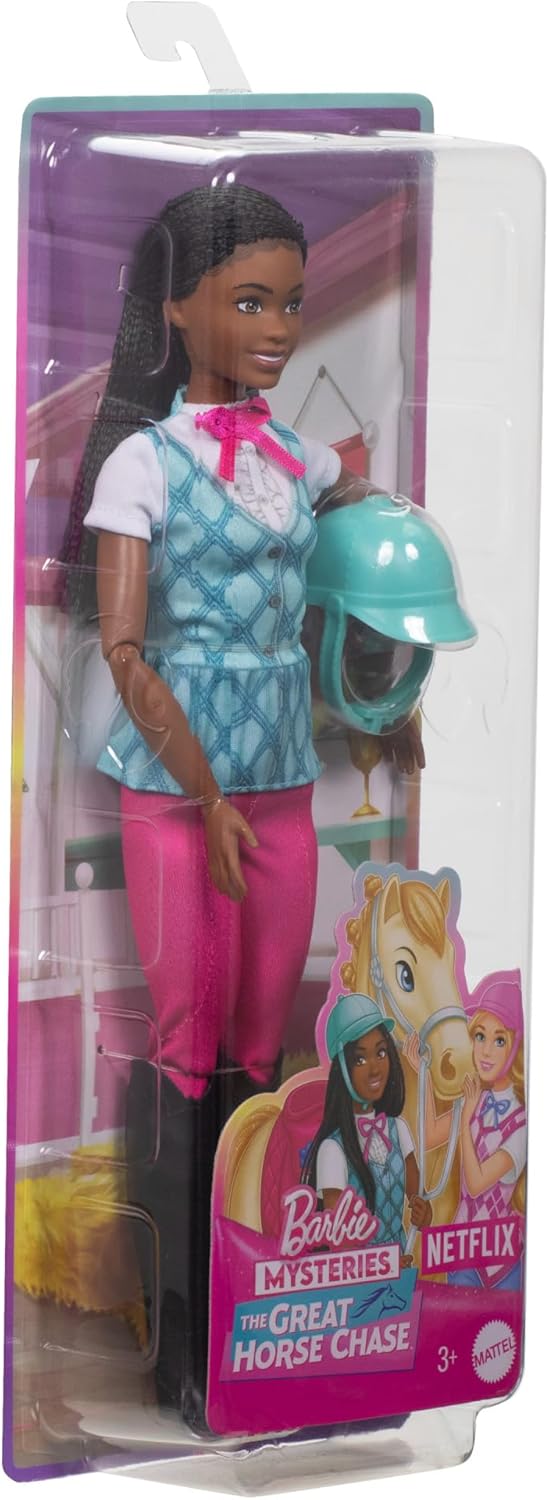 Barbie “Brooklyn” Doll & Accessories from Barbie Mysteries: The Great Horse Chase, Includes Fashion Doll, Removable Riding Outfit & Helmet, HXJ39