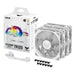 ASUS TUF Gaming TR120 ARGB Triple Pack White Edition 120mm Fans (28mm Frame, 3.3mm High Static Pressure H2O, Dual Layer LED Matrix, Aura Sync, PWM Fan Control