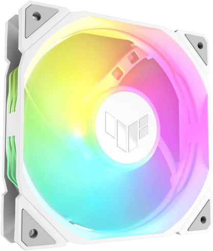 ASUS TUF Gaming TR120 ARGB Triple Pack White Edition 120mm Fans (28mm Frame, 3.3mm High Static Pressure H2O, Dual Layer LED Matrix, Aura Sync, PWM Fan Control