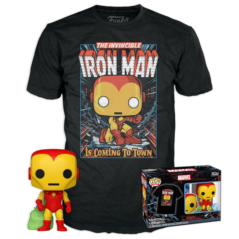 Funko POP! & Tee: Marvel - Holiday Iron Man - Glow In the Dark - Extra Large - (XL) - T-Shirt - Clothes With Collectable Vinyl Figure - Gift Idea - Toys and Short Sleeve Top for Adults Unisex Men