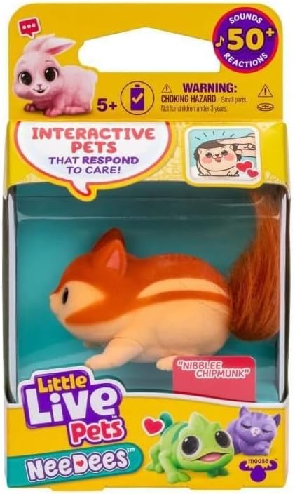 Lil' Needees Elk Toy Small Live Pets Interactive Pocket Animals with Sounds and Reactions