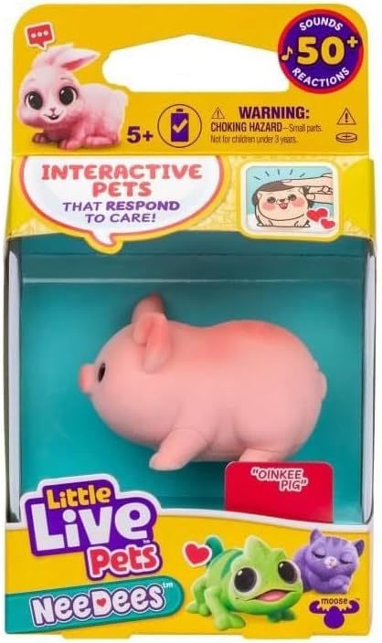 Lil' Needees Elk Toy Small Live Pets Interactive Pocket Animals with Sounds and Reactions