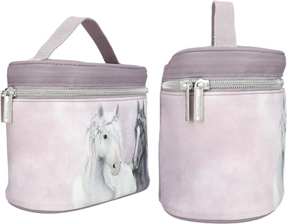 Depesche 13189 Miss Melody Fantasy Horse Lilac Flower Cosmetic Case with Carry Handle and Mesh Bag, Multi-Colour