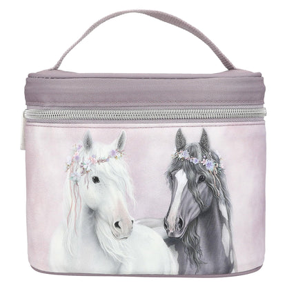 Depesche 13189 Miss Melody Fantasy Horse Lilac Flower Cosmetic Case with Carry Handle and Mesh Bag, Multi-Colour