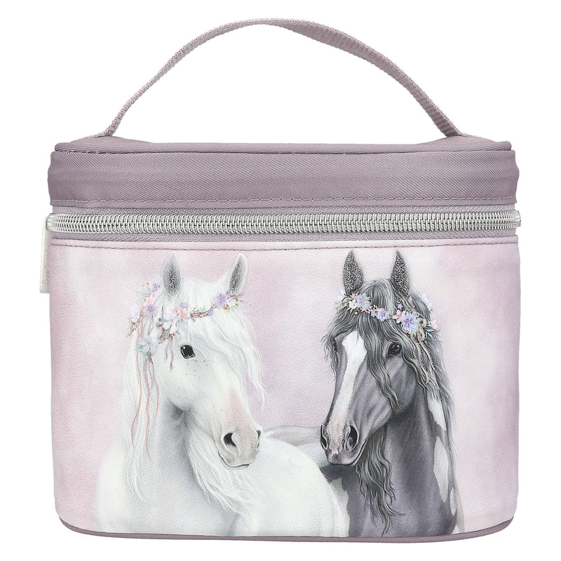 Depesche 13189 Miss Melody Fantasy Horse Lilac Flower Cosmetic Case with Carry Handle and Mesh Bag, Multi-Colour