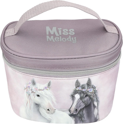 Depesche 13189 Miss Melody Fantasy Horse Lilac Flower Cosmetic Case with Carry Handle and Mesh Bag, Multi-Colour