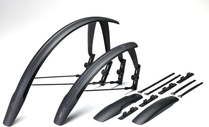 BBB Cycling DiscGuard Fender Set | Mud Guards For Mountain Bike With Disc Brakes | Fully Adjustable In Angle, Height and Length | Tool-free Mounting System | BFD-65S