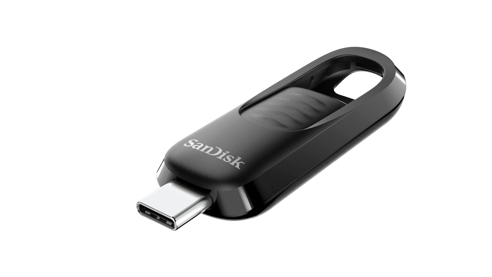 SanDisk 128GB Ultra Slider USB Type-C flash drive, USB stick, memory stick with fast performance, up to 400 MB/s read speeds, USB 3.2 Gen 1, retractable connector, keyring, Black