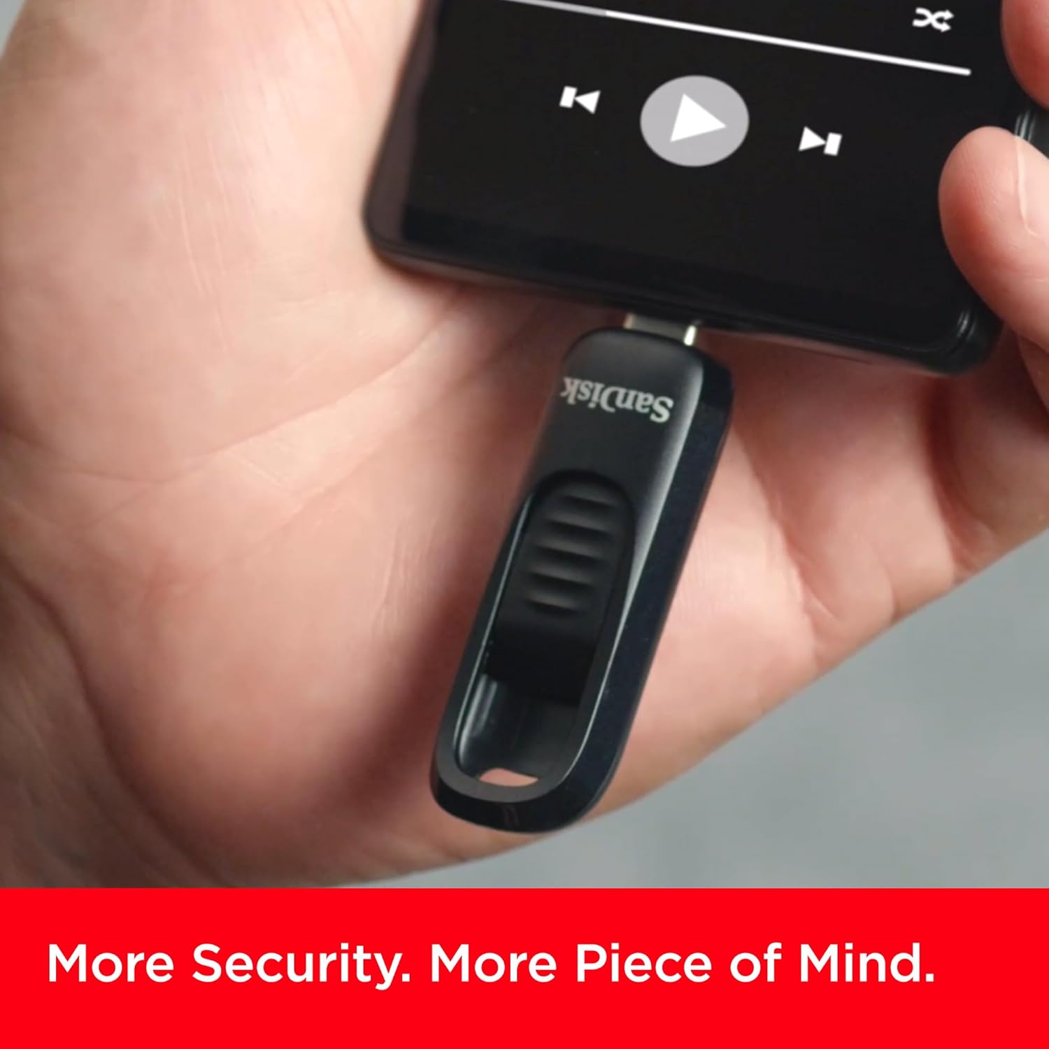 SanDisk 128GB Ultra Slider USB Type-C flash drive, USB stick, memory stick with fast performance, up to 400 MB/s read speeds, USB 3.2 Gen 1, retractable connector, keyring, Black