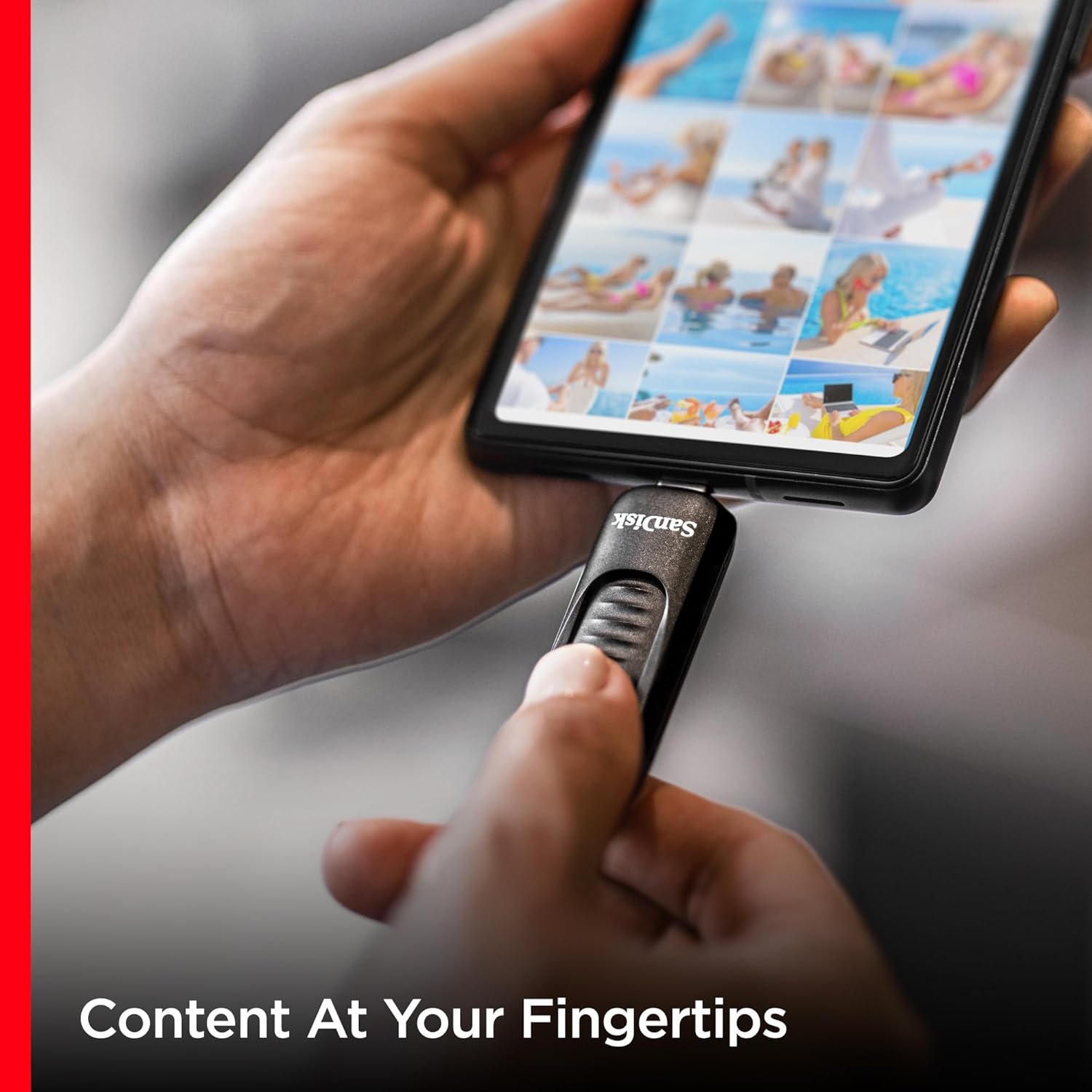 SanDisk 256GB Ultra Slider USB Type-C flash drive, USB stick, memory stick with fast performance, up to 400 MB/s read speeds, USB 3.2 Gen 1, retractable connector, keyring, Black