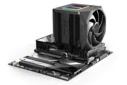 be quiet! Dark Rock Elite air cooler, 2x Silent Wings 135mm PWM fans, Speed Switch with 2 modes, high-performance heat pipes, front fan rail system, enhanced RAM compatibility, ARGB LEDs, beefy design
