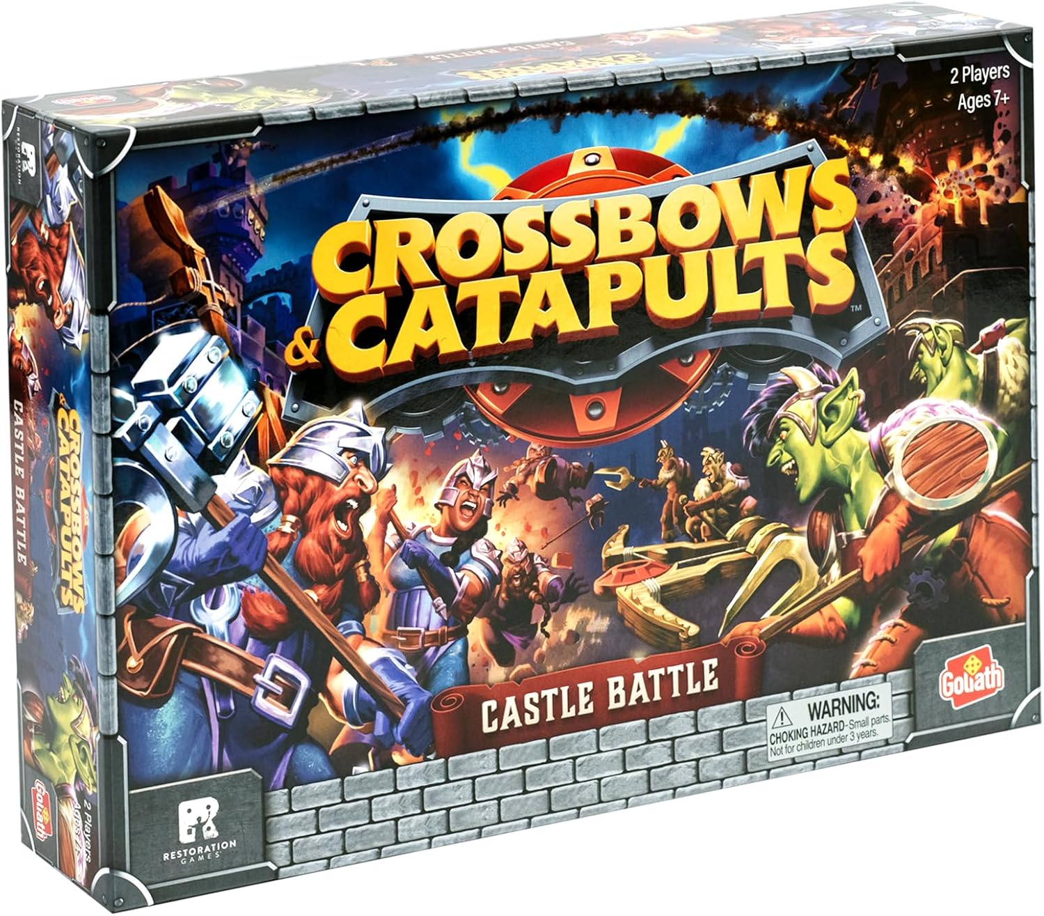 Goliath Games: Crossbows & Catapults - Castle Battle | Legendary Builds & Epic Destruction! | Retro Strategy Board Game | For 2 Players Ages 7+