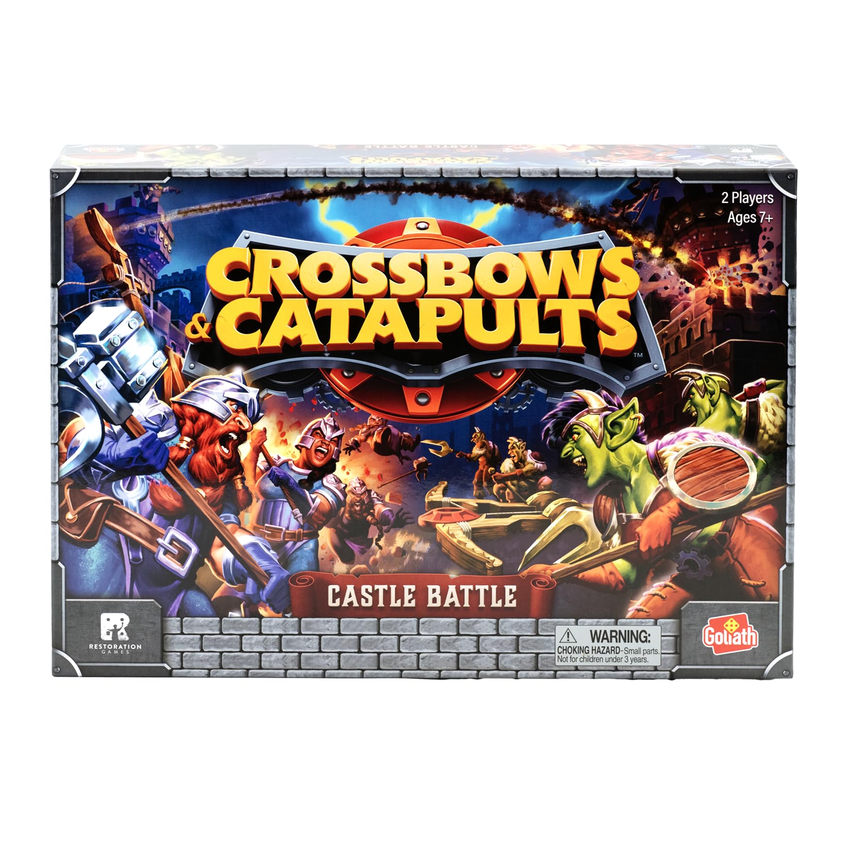 Goliath Games: Crossbows & Catapults - Castle Battle | Legendary Builds & Epic Destruction! | Retro Strategy Board Game | For 2 Players Ages 7+