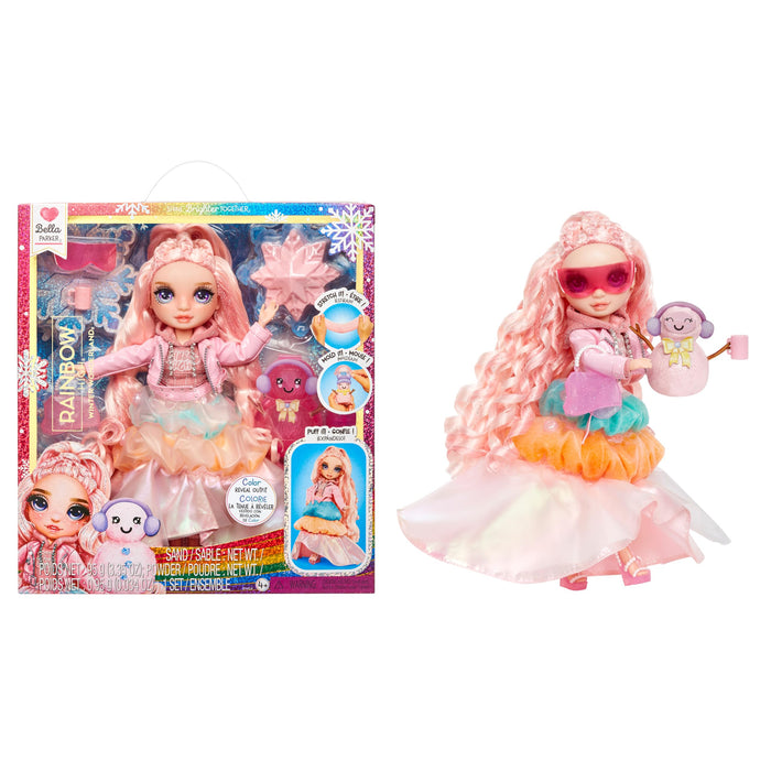 Rainbow High Winter Wonderland - Bella (Pink) - 28 cm Fashion Doll, With Hidden Magic Snow That Puffs Up with Water, Comes with A Snowman Kit, Suitable For Kids Ages 4-12 Years Old and Collectors