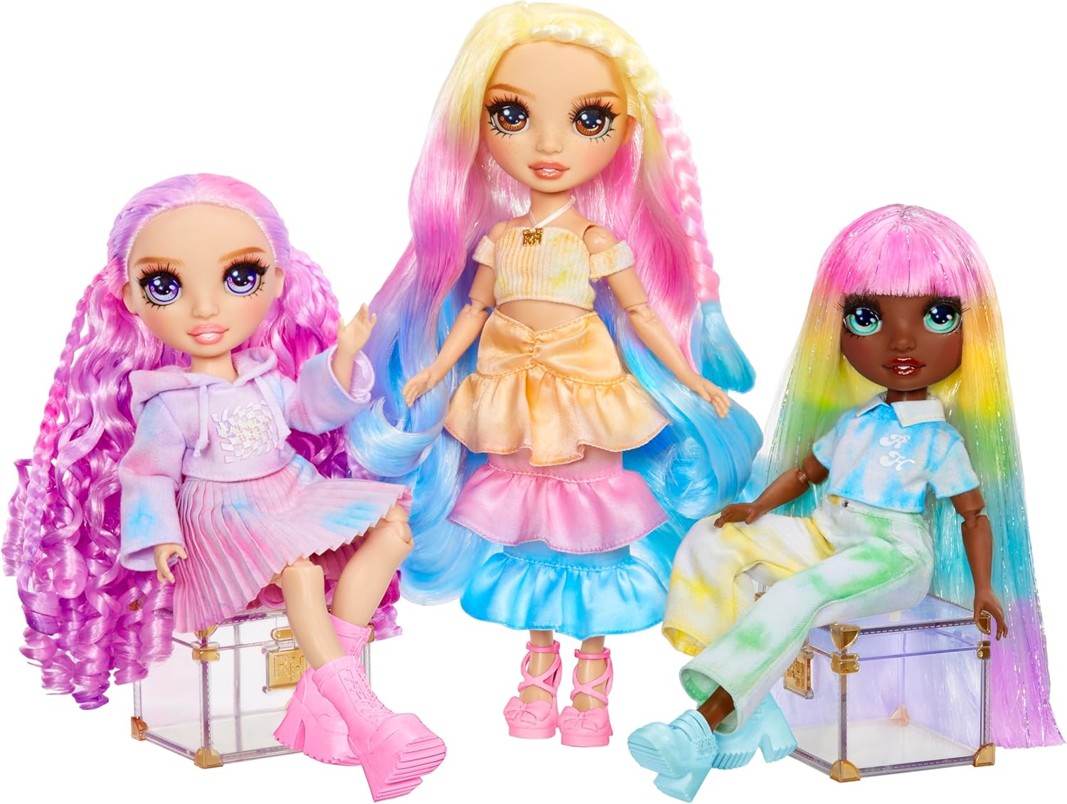 Rainbow High Watercolour & Create DIY Fashion Doll with Washable Watercolours and Tie-Dye Kit - Brown Eyes, Curled Hair, Extra Top & Shoes - Colour, Create, Play, Rinse and Repeat - Kids 4-12+ Years