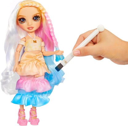 Rainbow High Watercolour & Create DIY Fashion Doll with Washable Watercolours and Tie-Dye Kit - Brown Eyes, Curled Hair, Extra Top & Shoes - Colour, Create, Play, Rinse and Repeat - Kids 4-12+ Years