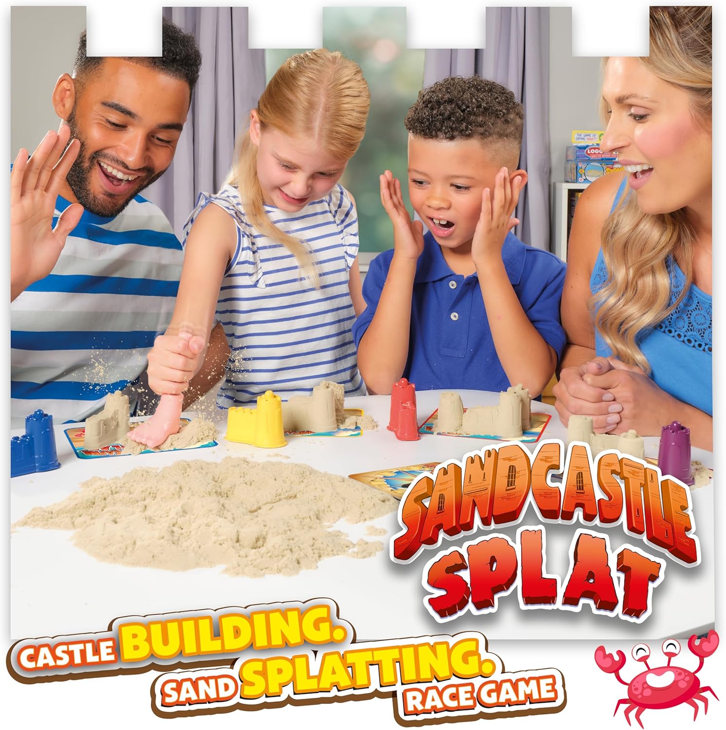 TOMY Sandcastle Splat - The Sand Splatting, Castle Building Race Board Game - Suitable for 2-4 Players Ages 5+ Years Old
