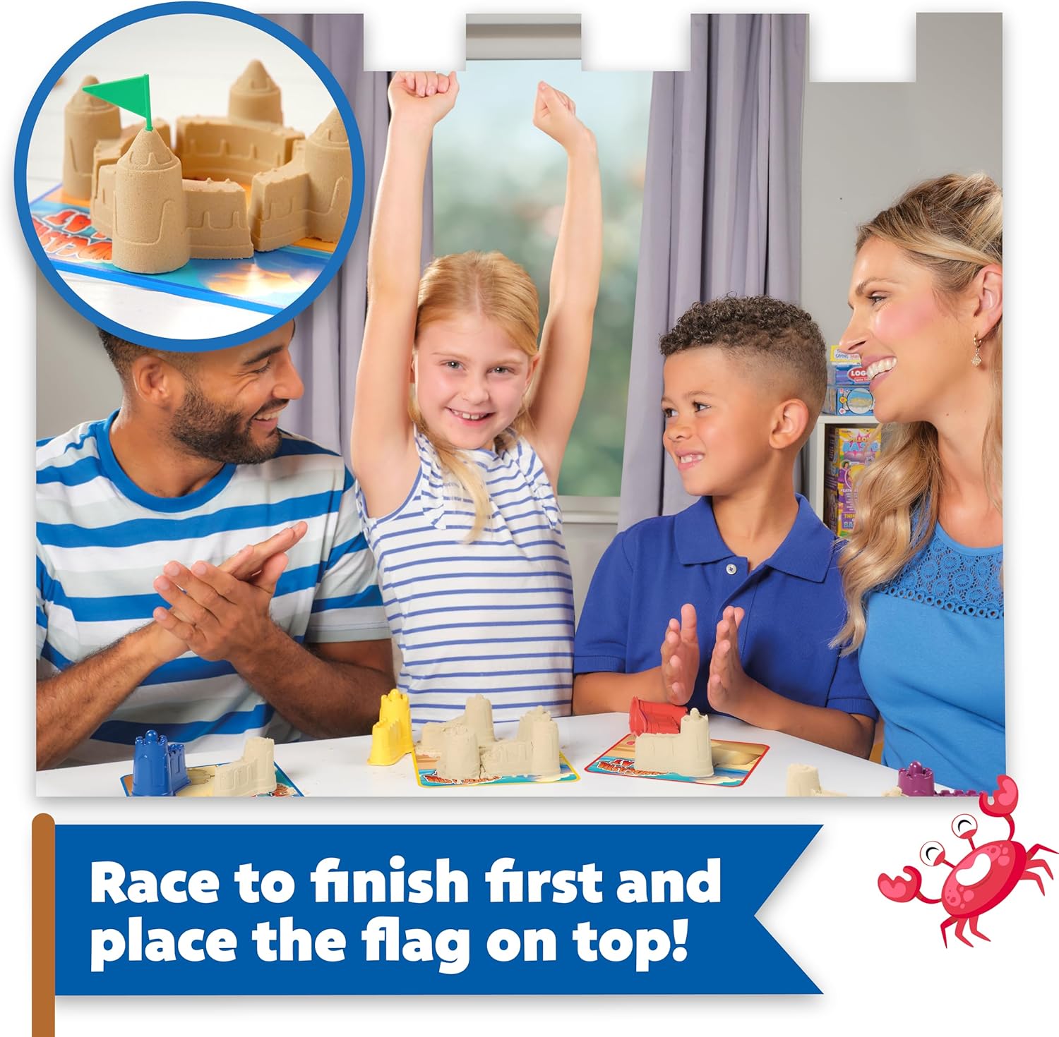 TOMY Sandcastle Splat - The Sand Splatting, Castle Building Race Board Game - Suitable for 2-4 Players Ages 5+ Years Old