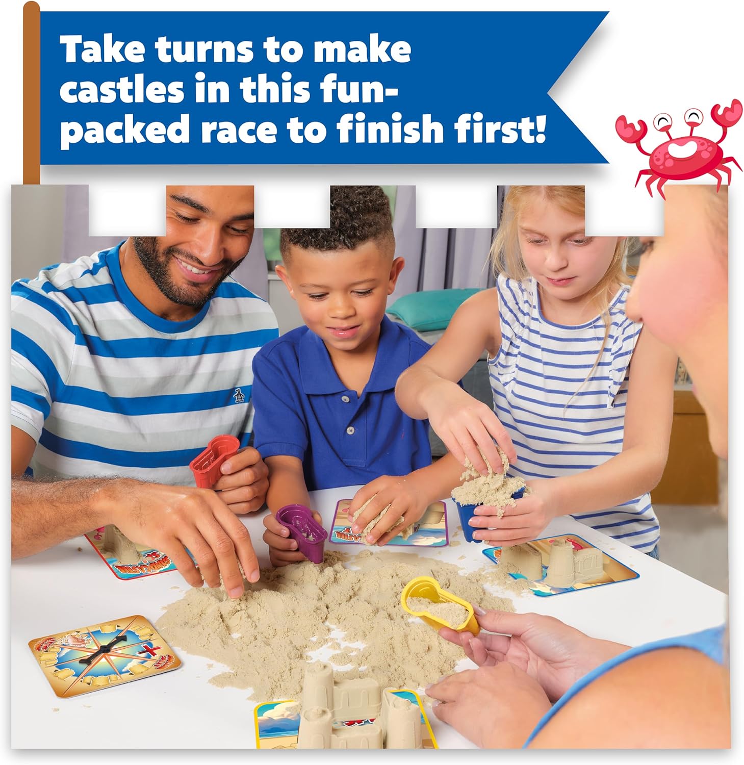 TOMY Sandcastle Splat - The Sand Splatting, Castle Building Race Board Game - Suitable for 2-4 Players Ages 5+ Years Old