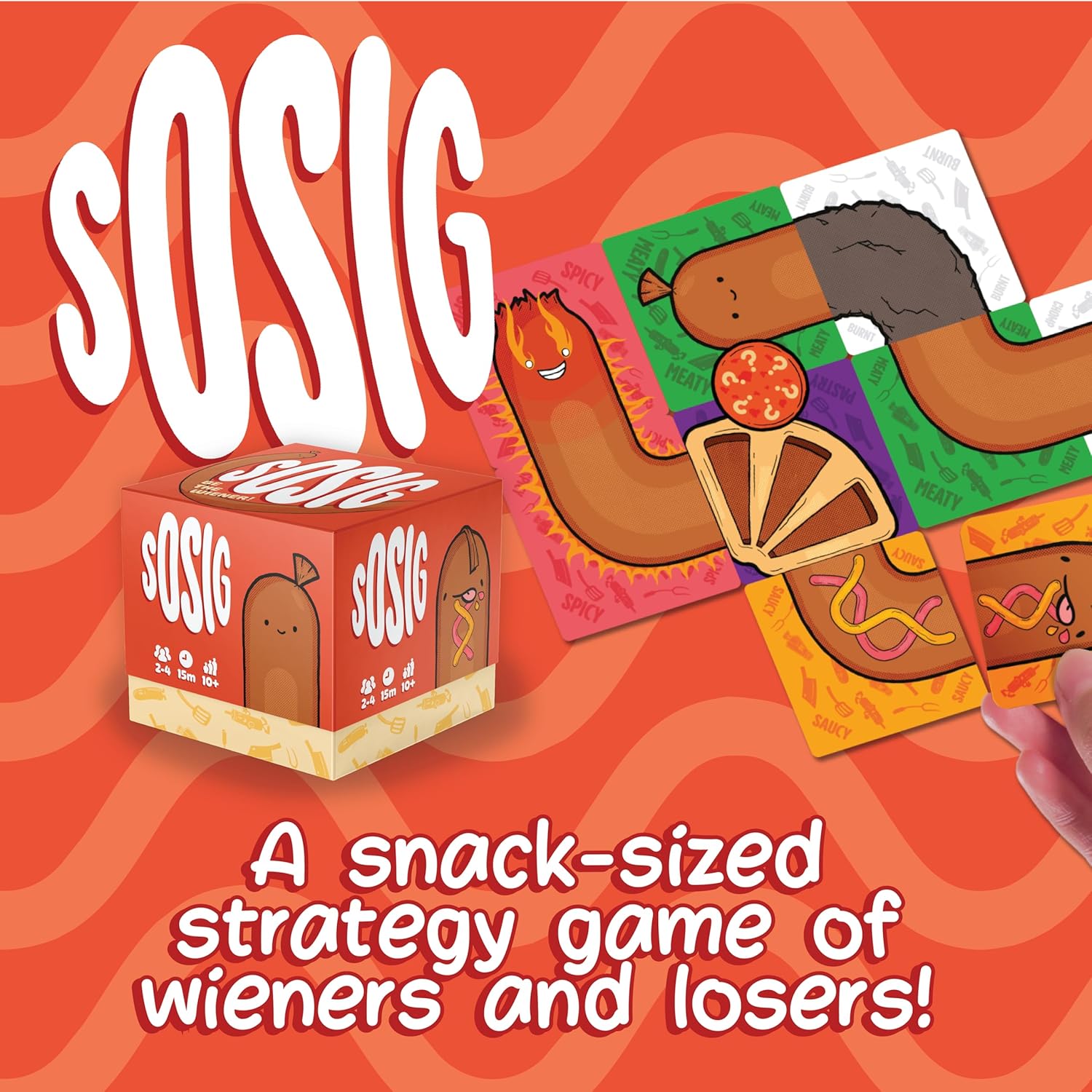 Joking Hazard Sosig Card Game - 120+ Family-Friendly Cards for Kids & Adults, Build the Tastiest Sosig with Fun & Strategy, Includes Mystery Meat Sabotage Cards & Goal Cards