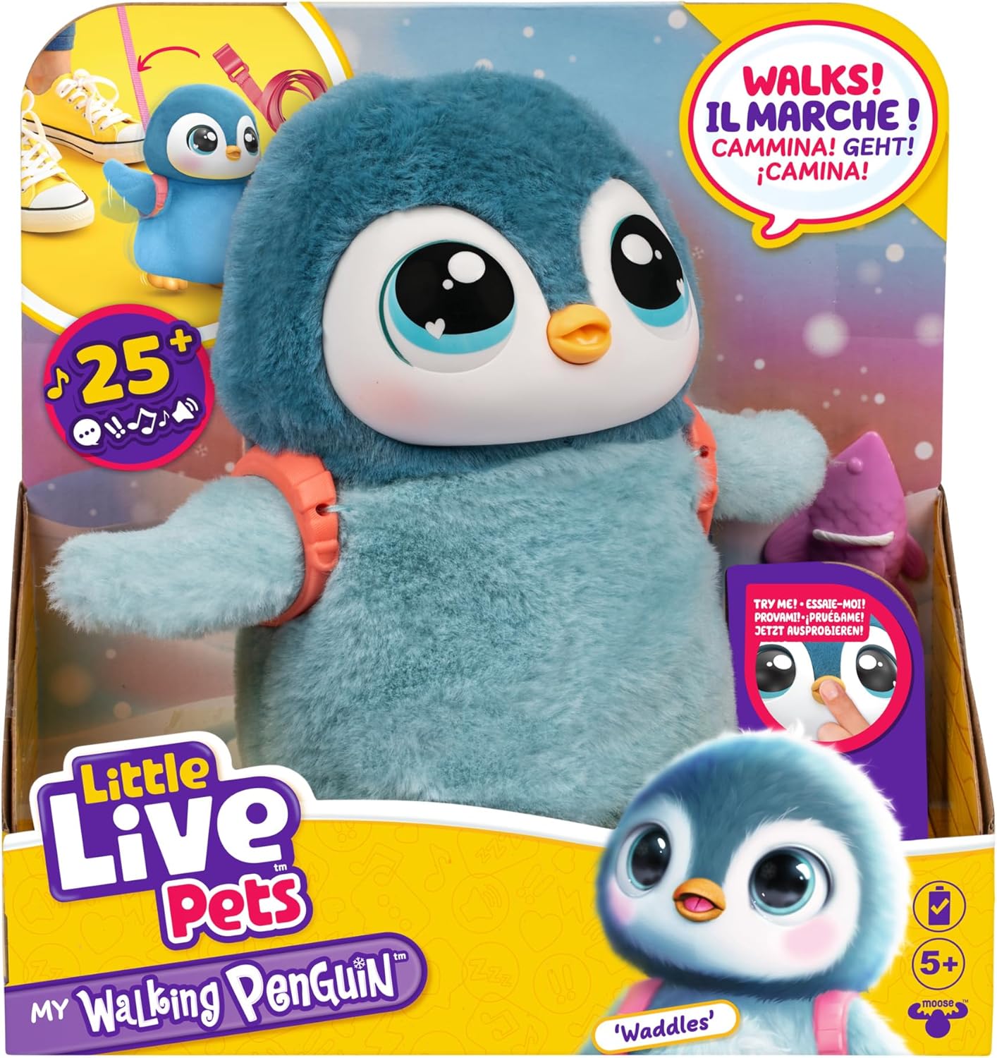 Little Live Pets My Walking Penguin - Waddles | Soft and Cuddly Interactive Toy Penguin That Walks, Dances and Flaps It's Wings. 25+ Sounds and Reactions. Batteries Included. For Kids Ages 5+.