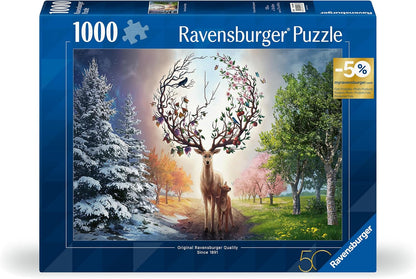 Ravensburger Puzzle 12001088 - Der magische Hirsch und die vier Jahreszeiten - 1000 Teile Puzzle für Erwachsene und Kinder ab 14 Jahren, Tier-Puzzle Hirsch