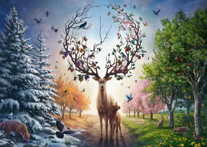 Ravensburger Puzzle 12001088 - Der magische Hirsch und die vier Jahreszeiten - 1000 Teile Puzzle für Erwachsene und Kinder ab 14 Jahren, Tier-Puzzle Hirsch