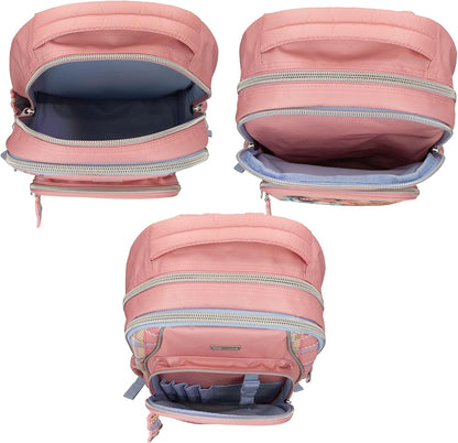 Depesche 13013 TOPModel Team Teddy School Backpack in Pink with Model Motif and Pendant, School Bag with Adjustable Straps, Multicoloured
