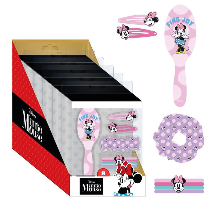 Minnie Beauty-set voor kinderen, meerkleurig, ideaal om je kleintjes te verrassen, bevat 1 haarelastiek van stof, 4 haarelastiekjes, borstel en 2 haarspelden, origineel product, ontworpen in Spanje