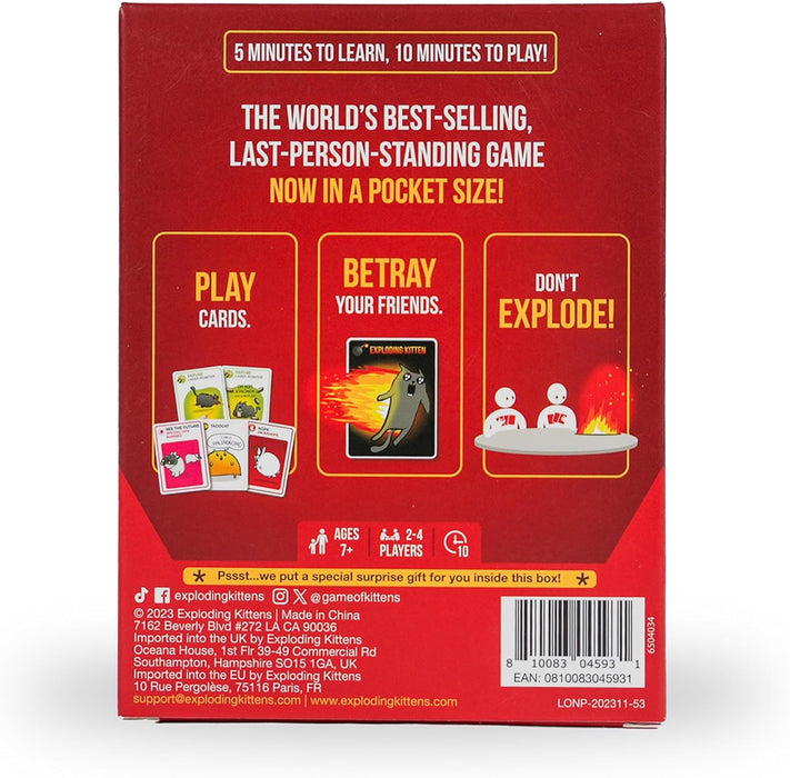 Exploding Kittens Grab & Game - Card Game for Families - Fast-Paced, Easy-to-Learn Game with Hilarious Original Artwork by The Oatmeal Creator, Ages 7+ (2-4 Players, 42 Cards