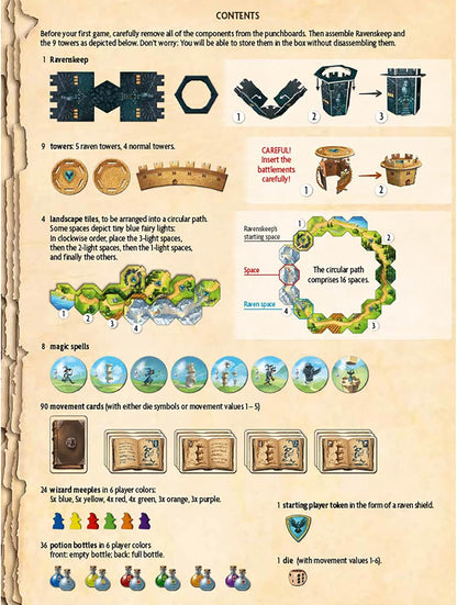 Wandering Towers, Strategy Board Game About Trapping Wizards, Movement, Magic & Spells, Fun Family Games for 6 Players, Ages 10+, 1-6 Players, 30 Mins