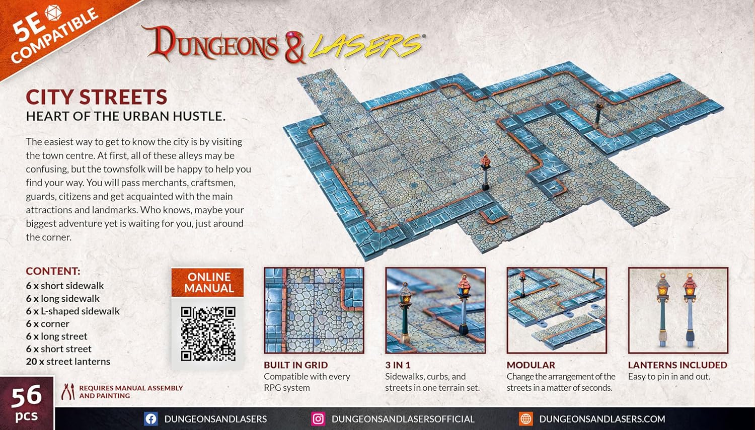 Archon Studio Dungeons & Lasers: City Streets Miniature Terrain – Unpainted Compatible with DND and Other Tabletop RPG Games