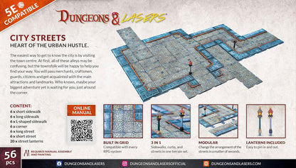 Archon Studio Dungeons & Lasers: City Streets Miniature Terrain – Unpainted Compatible with DND and Other Tabletop RPG Games