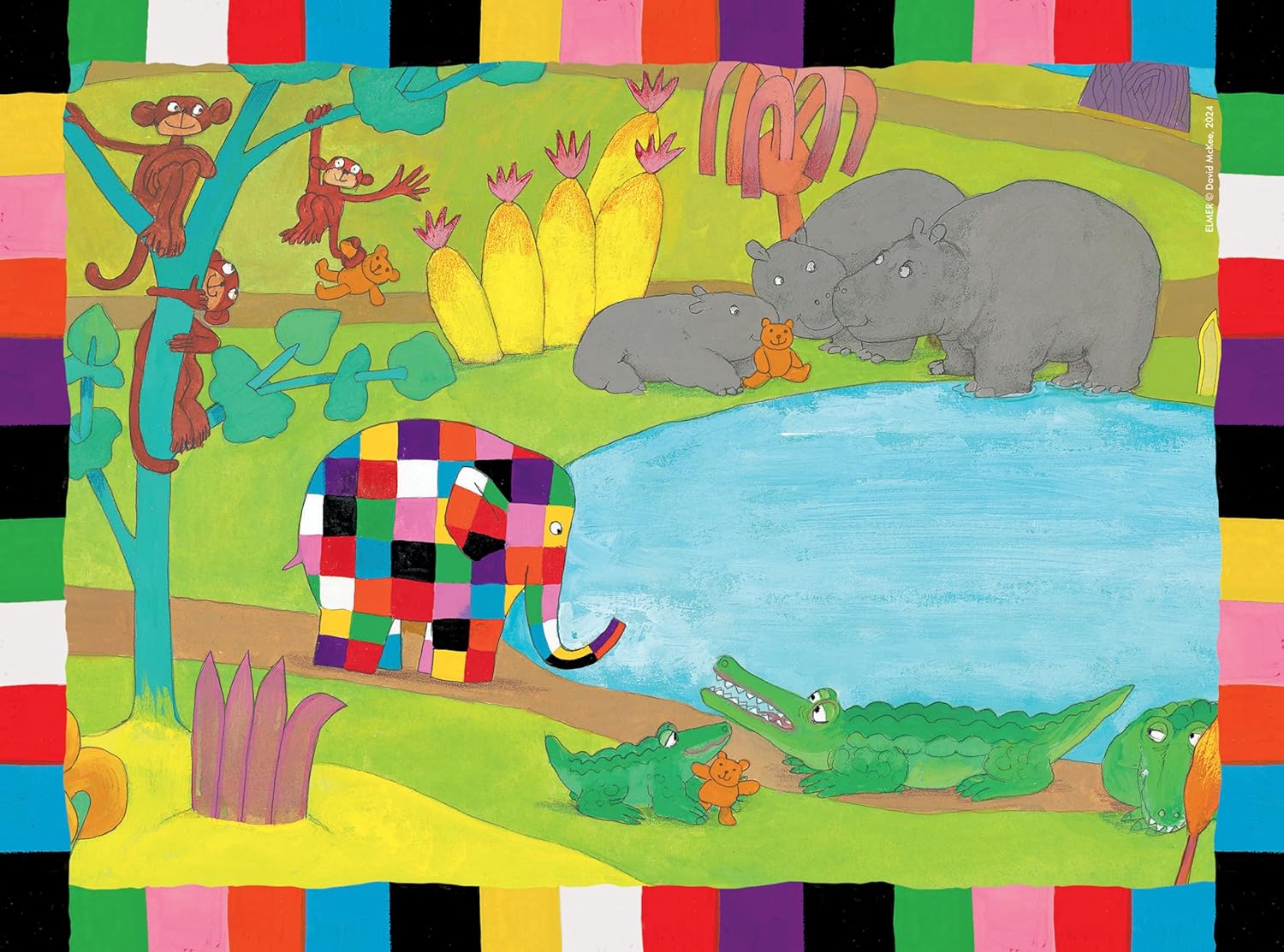Ravensburger 12004061 Elmer Toy-4 in a Box Jigsaw Puzzles for Kids Age 3 Years Up-12, 16, 20, 24 Pieces, Multicolour, One Size