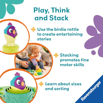 Ravensburger Play+ 3 in 1 Bird's Nest Stacking Cups - Baby Toys for 6 Months Up - Sensory Gifts for Toddlers
