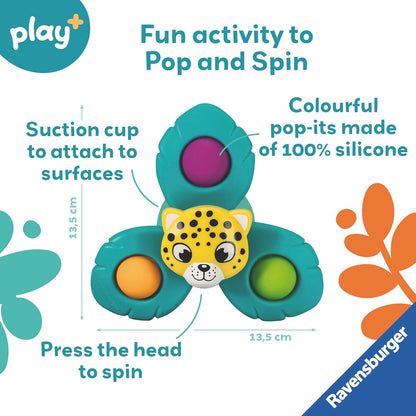 Ravensburger Play+ Spin & Pop Leopard - Infant Baby Toys 6 Months Up - Sensory Gifts for Toddlers